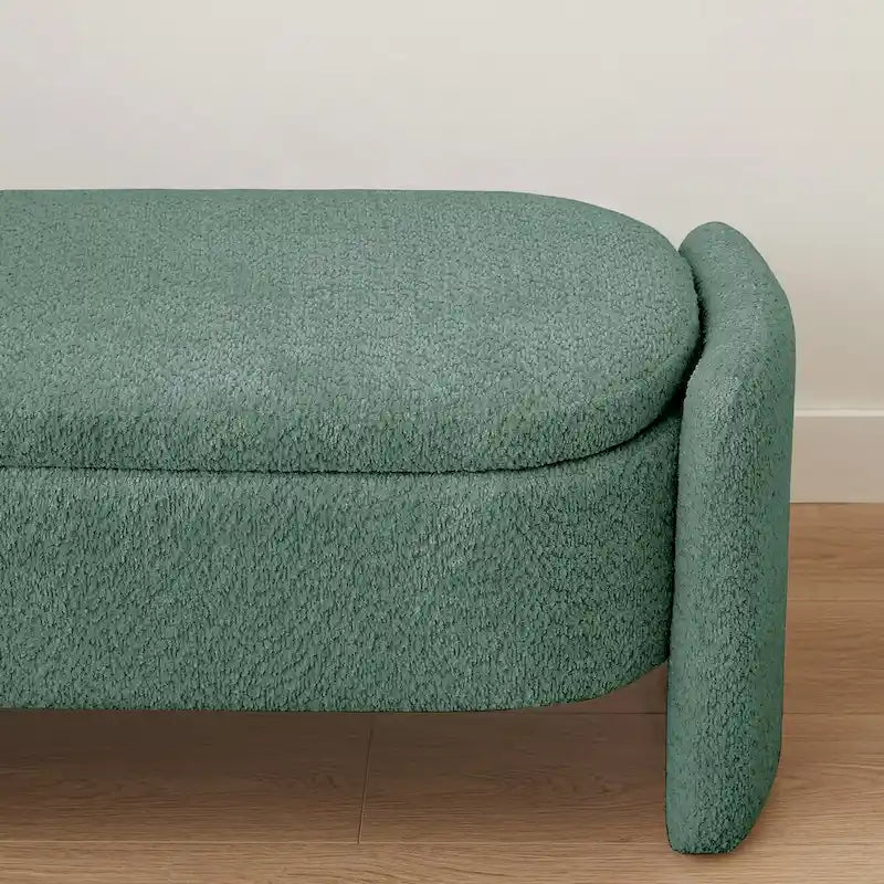 Banc de rangement Boucle Flip-Top avec pieds intégrés incurvés et mousse haute densité