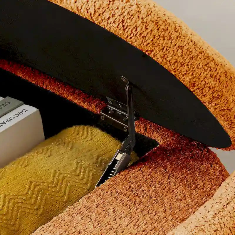 Banc de rangement Boucle Flip-Top avec pieds intégrés incurvés et mousse haute densité