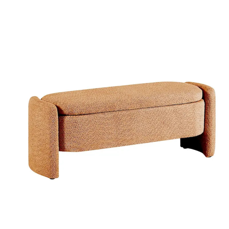 Banc de rangement Boucle Flip-Top avec pieds intégrés incurvés et mousse haute densité