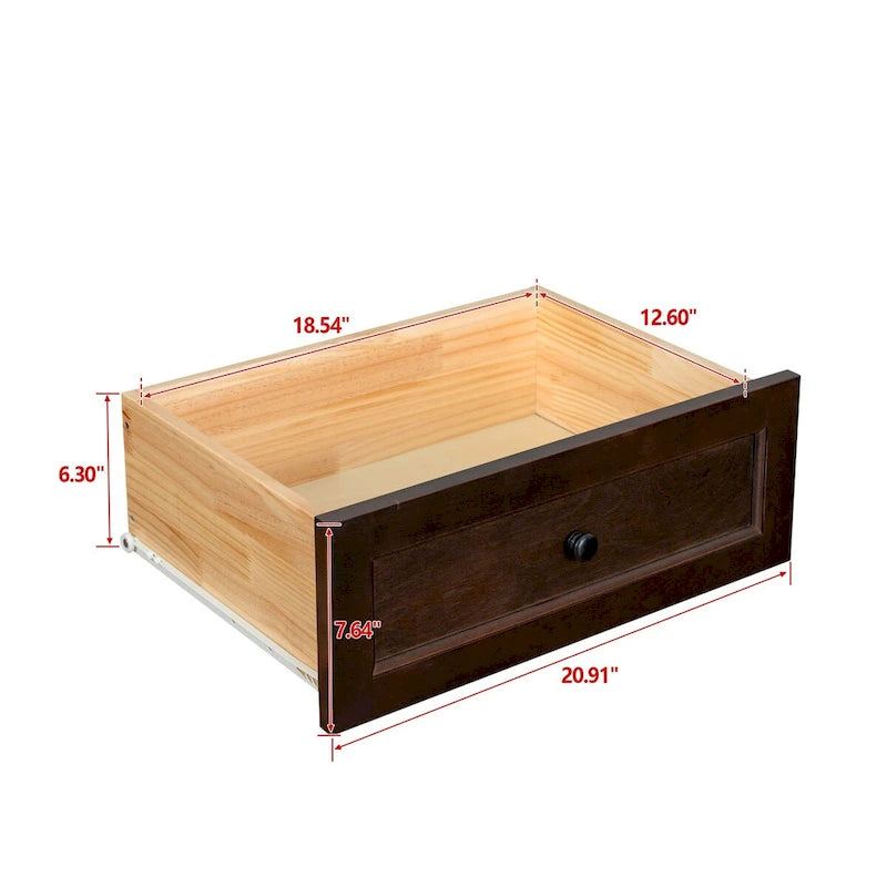 Commode haute à 6 tiroirs en bouleau massif avec coulisses métalliques à fermeture douce et poignées rondes