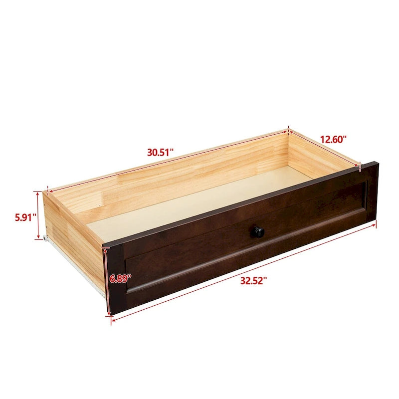 Commode haute à 6 tiroirs en bouleau massif avec coulisses métalliques à fermeture douce et poignées rondes