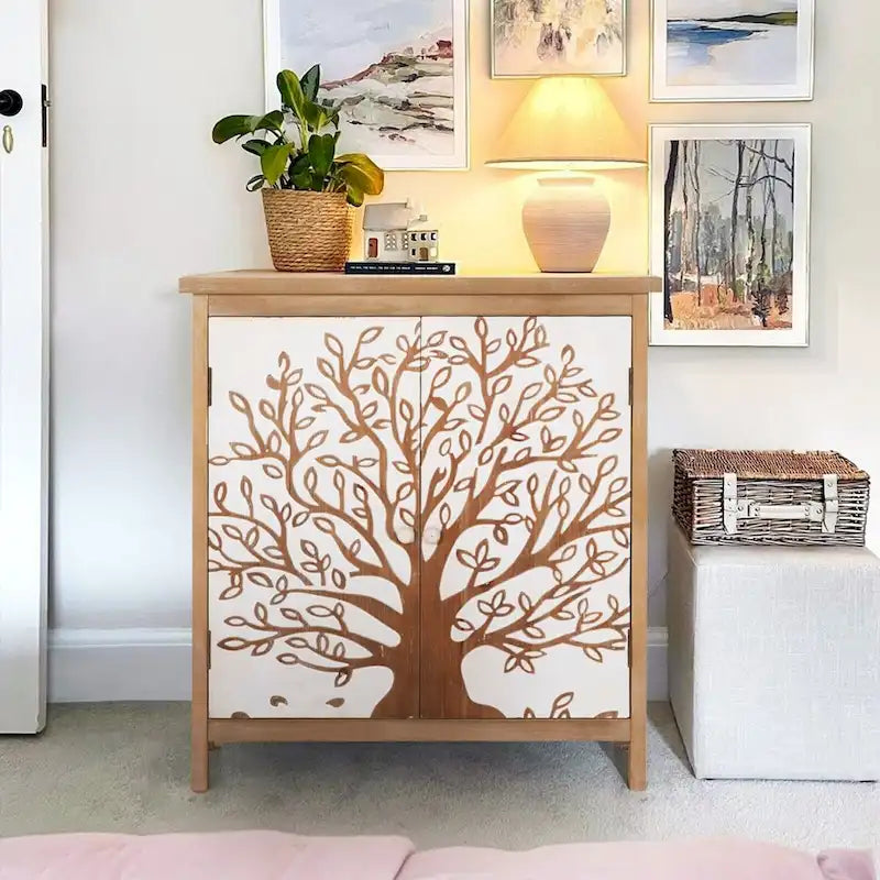 Bahut d'appoint 2 portes brun bicolore Life Tree avec pieds en bois