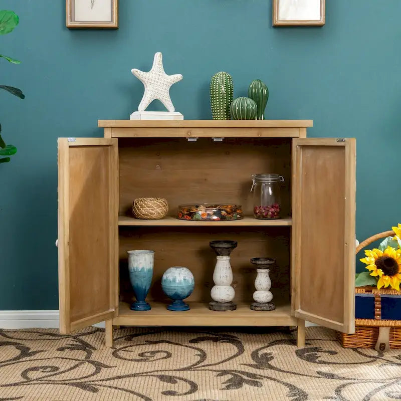 Bahut d'appoint 2 portes brun bicolore Life Tree avec pieds en bois
