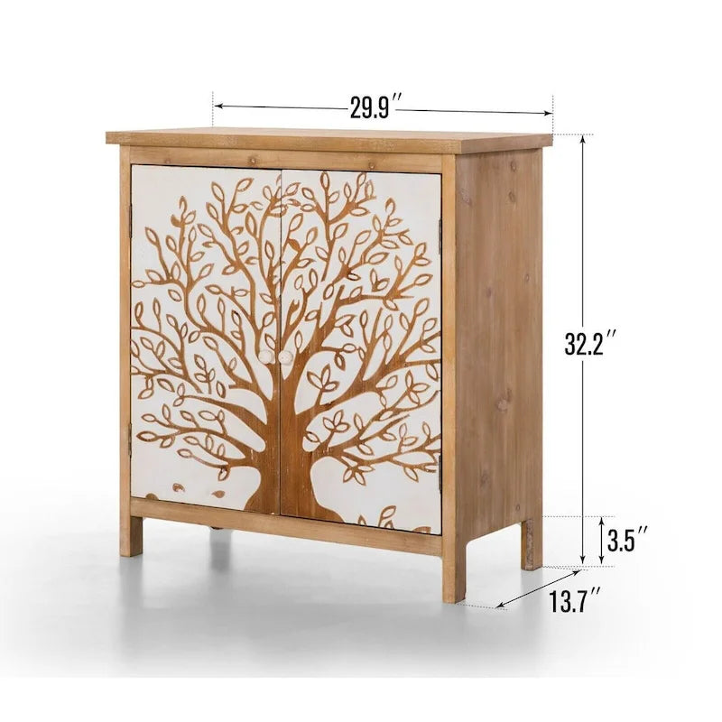 Bahut d'appoint 2 portes brun bicolore Life Tree avec pieds en bois