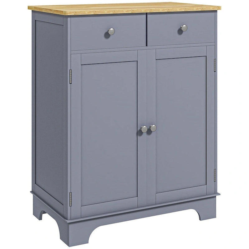 Buffet vaisselier gris à double porte avec 2 tiroirs et étagère réglable