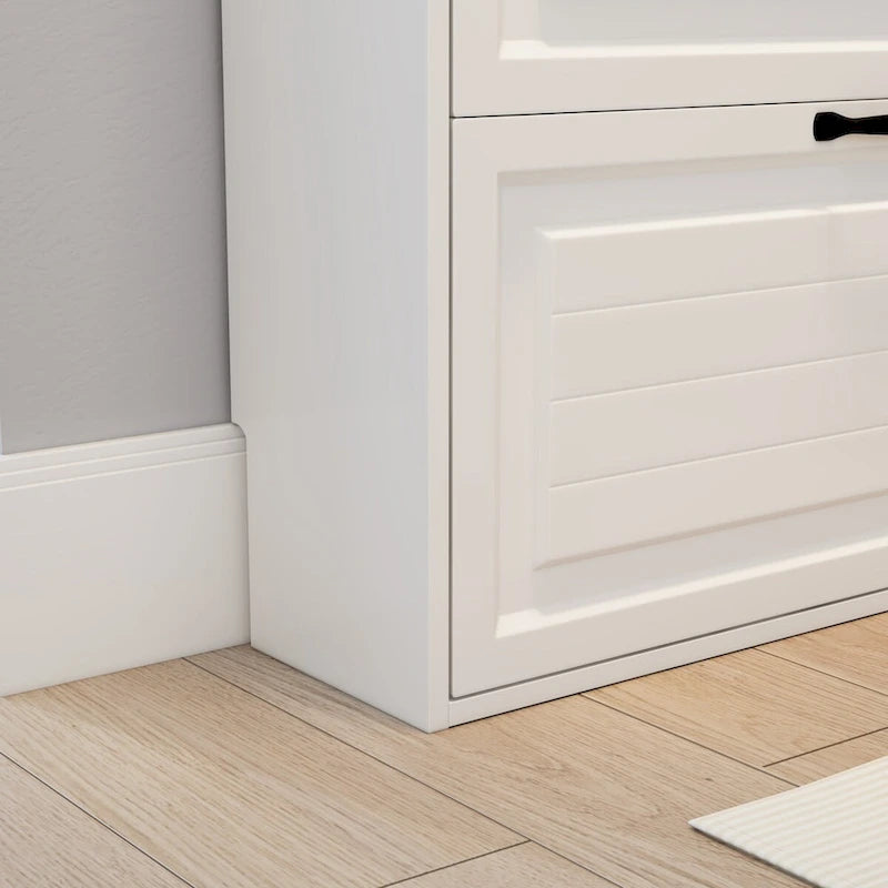 Nouveau meuble à chaussures 3 portes 2 tiroirs avec cintre, porte en PVC moulée, grand espace de rangement