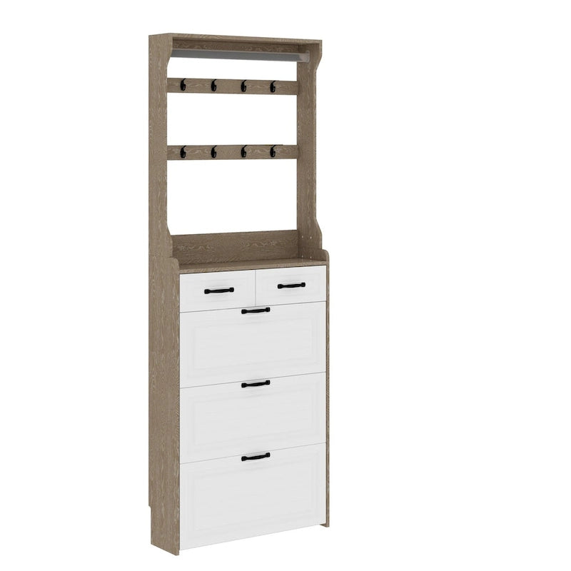 Nouveau meuble à chaussures 3 portes 2 tiroirs avec cintre, porte en PVC moulée, grand espace de rangement