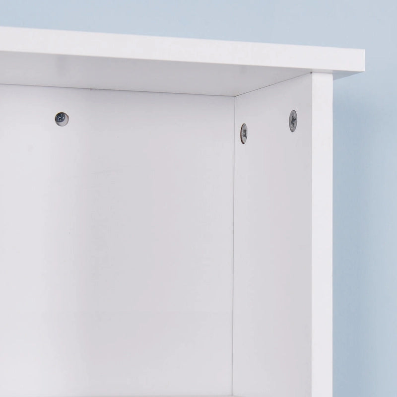 Meuble de rangement de salle de bain mural blanc avec porte et étagères ouvertes