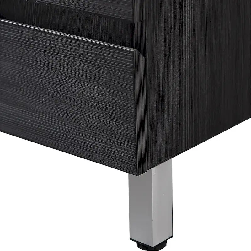 Meuble-lavabo autoportant de 32 po en MDF noir avec lavabo intégré en céramique, une porte et trois tiroirs