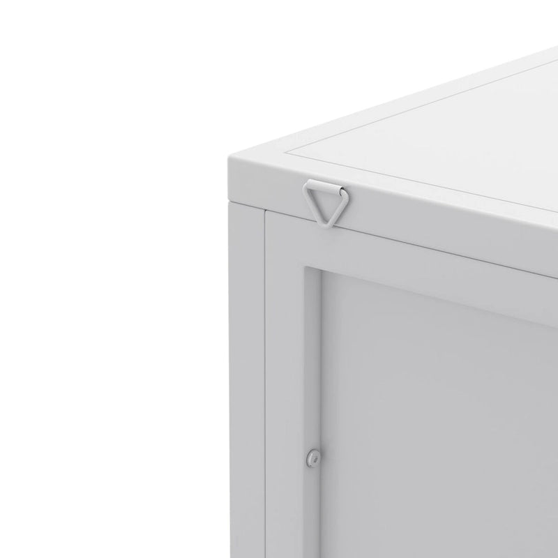 Meuble d'angle bas avec porte en verre trempé nervuré et 3 étagères intérieures