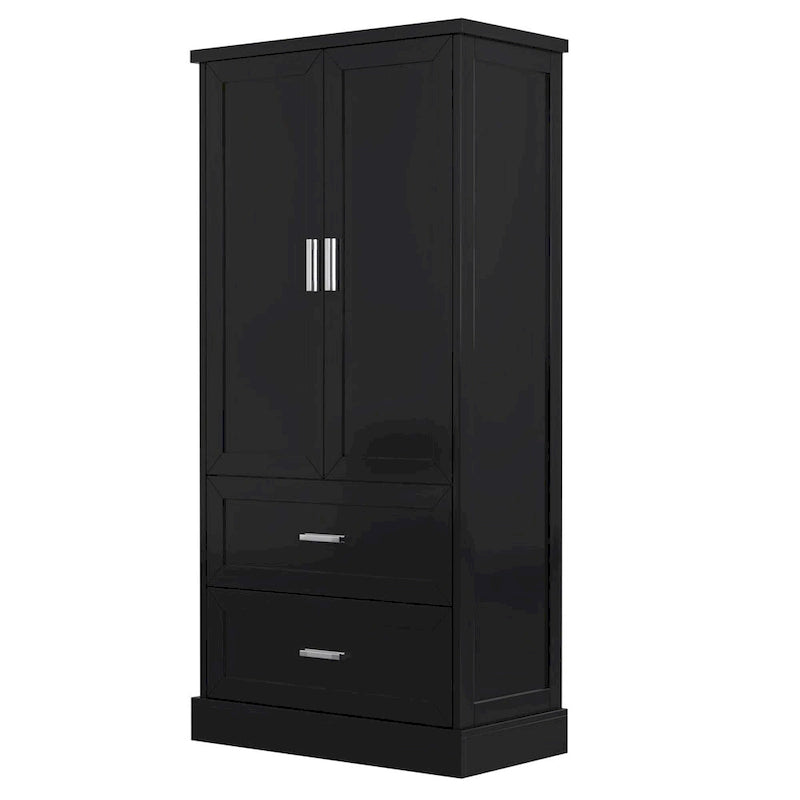 Meuble de rangement haut de salle de bain noir avec 2 portes et 2 tiroirs