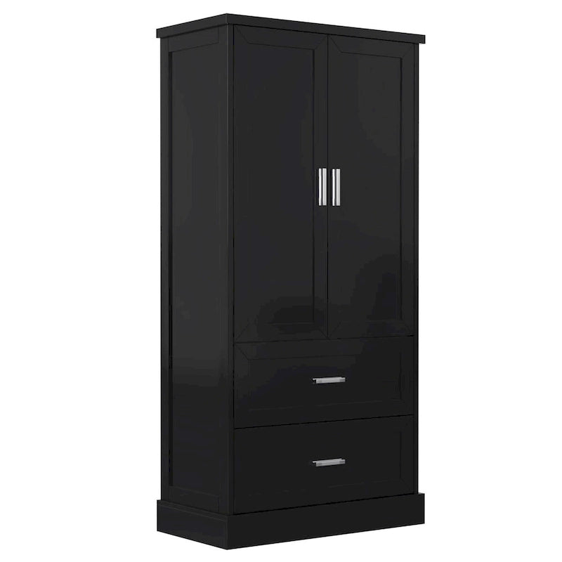 Meuble de rangement haut de salle de bain noir avec 2 portes et 2 tiroirs