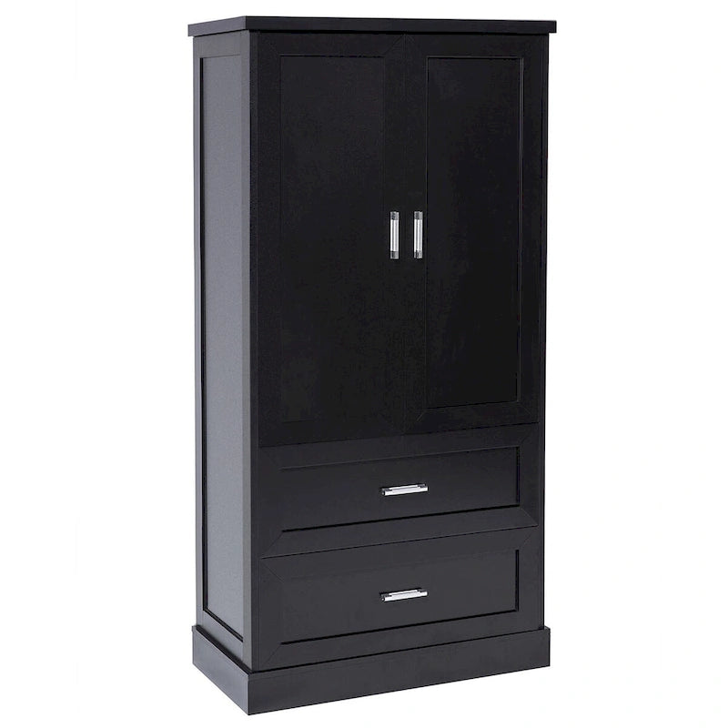 Meuble de rangement haut de salle de bain noir avec 2 portes et 2 tiroirs