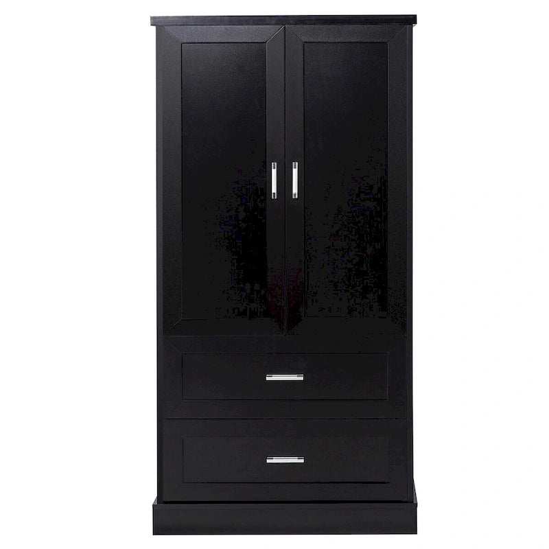 Meuble de rangement haut de salle de bain noir avec 2 portes et 2 tiroirs