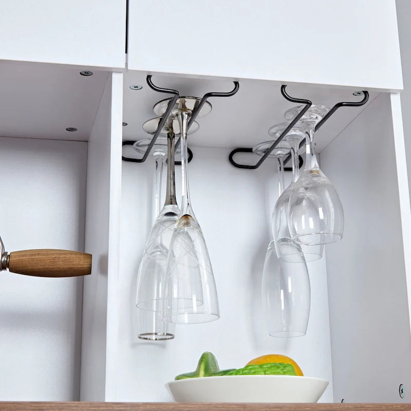 Meuble de Bar/Café de Ferme avec Étagère à Vin, Porte-Verres et Station de Chargement