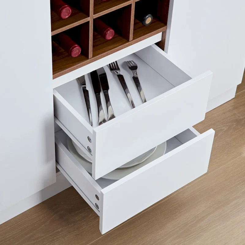 Meuble de Bar/Café de Ferme avec Étagère à Vin, Porte-Verres et Station de Chargement