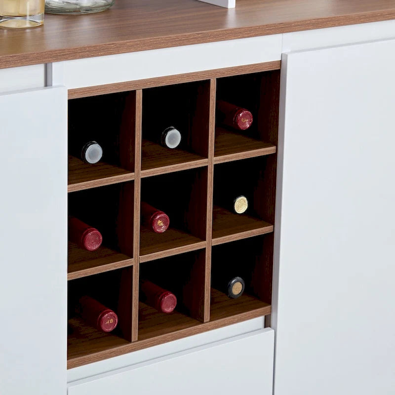 Meuble de Bar/Café de Ferme avec Étagère à Vin, Porte-Verres et Station de Chargement