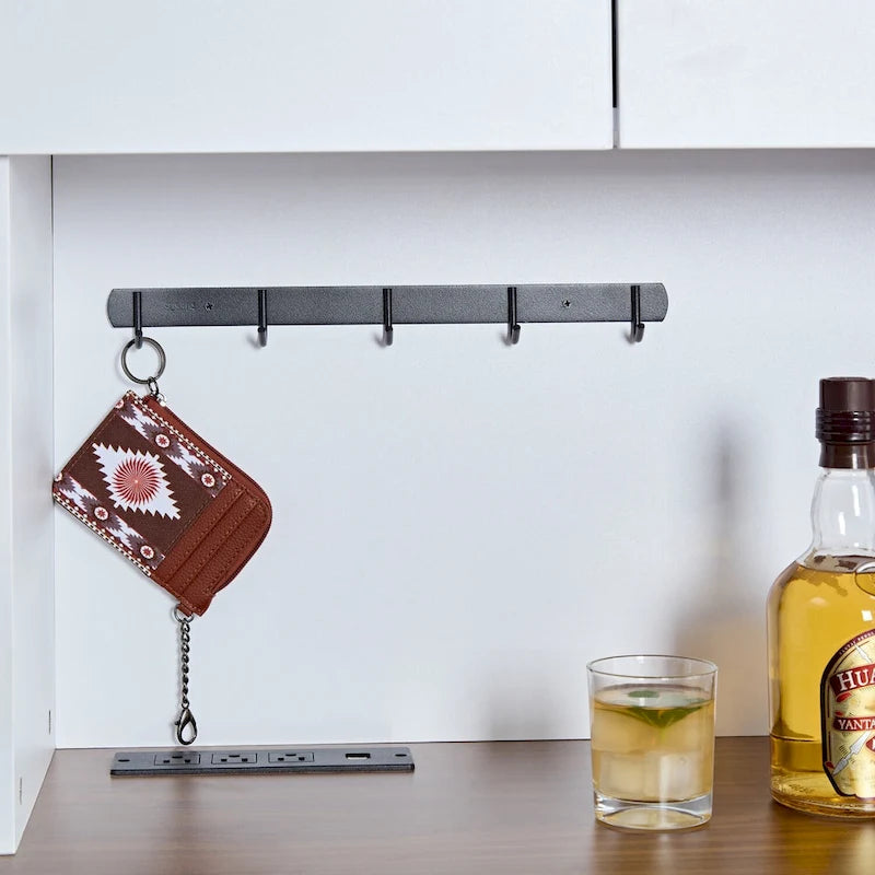 Meuble de Bar/Café de Ferme avec Étagère à Vin, Porte-Verres et Station de Chargement