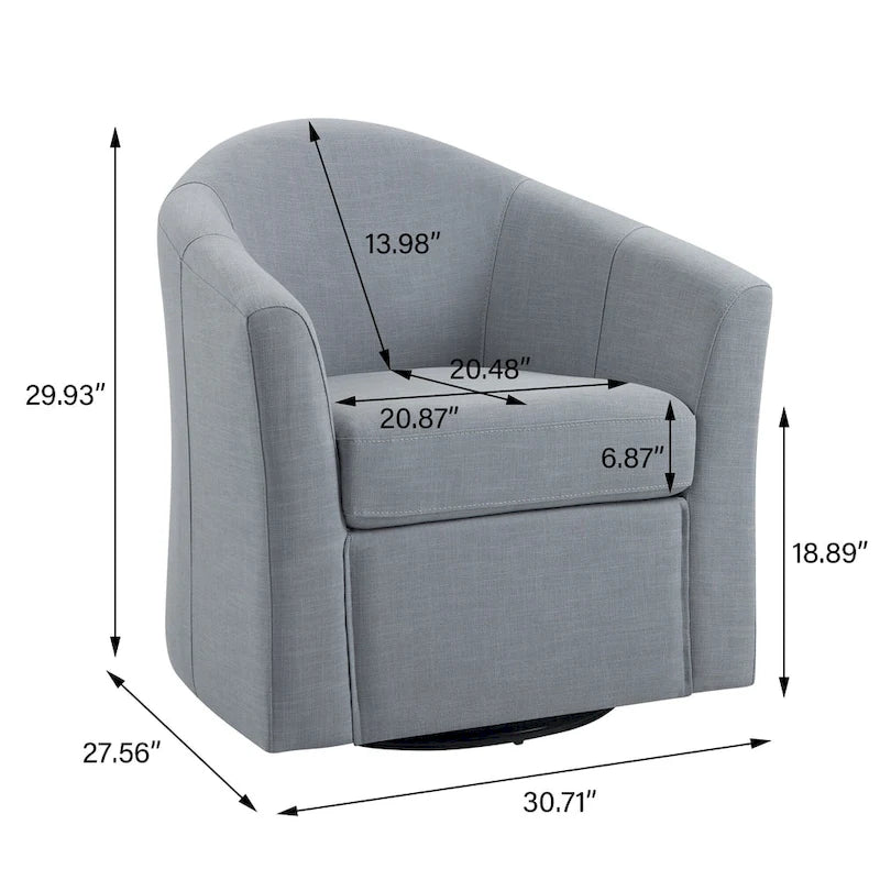 Lot de 2 fauteuils d’appoint modernes pivotants en forme de tonneau, rembourrés, pour le salon