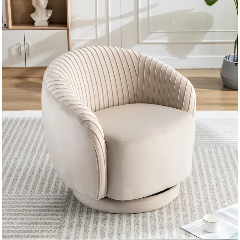 Petit fauteuil tonneau pivotant en velours Milvo