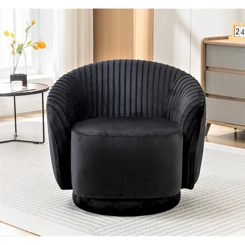 Petit fauteuil tonneau pivotant en velours Milvo