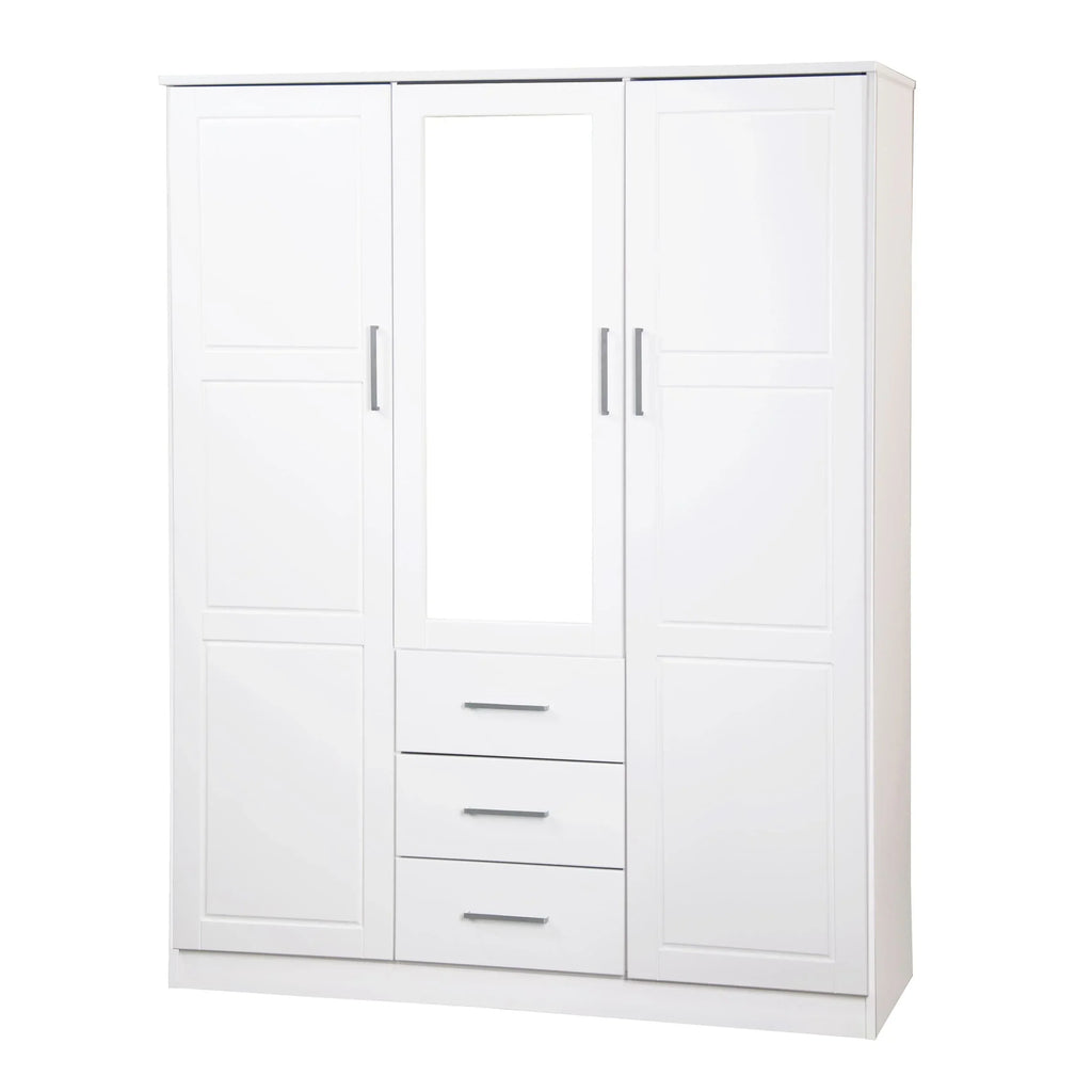 Armoire Palace Imports Cosmo à 3 portes en bois massif à 100 %, avec portes en bois massif ou miroirs