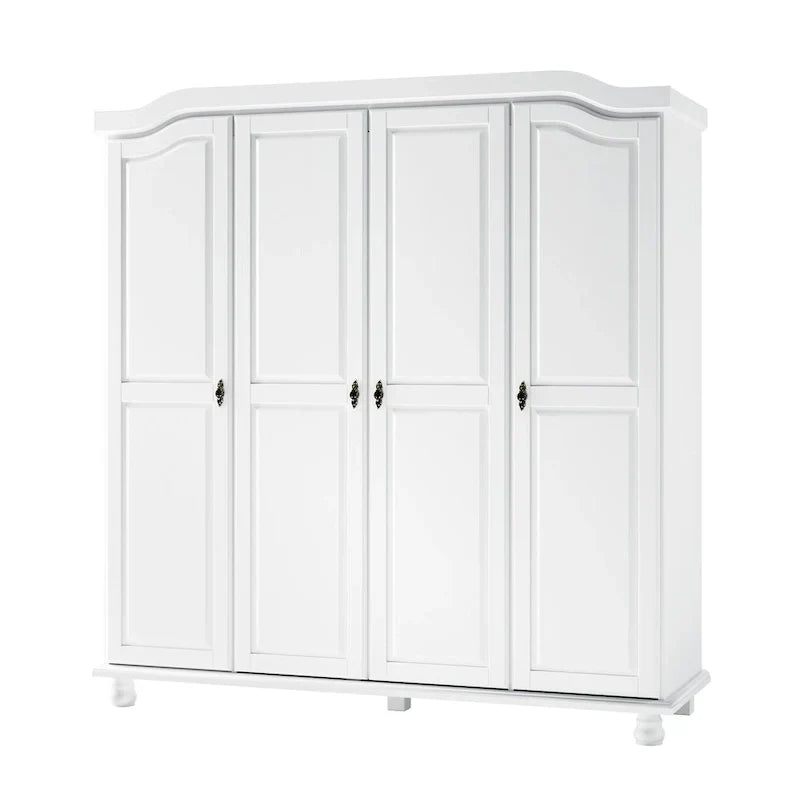 Armoire-penderie Kyle à 4 portes en bois massif 100 % Palace Imports, avec portes en bois massif ou miroir